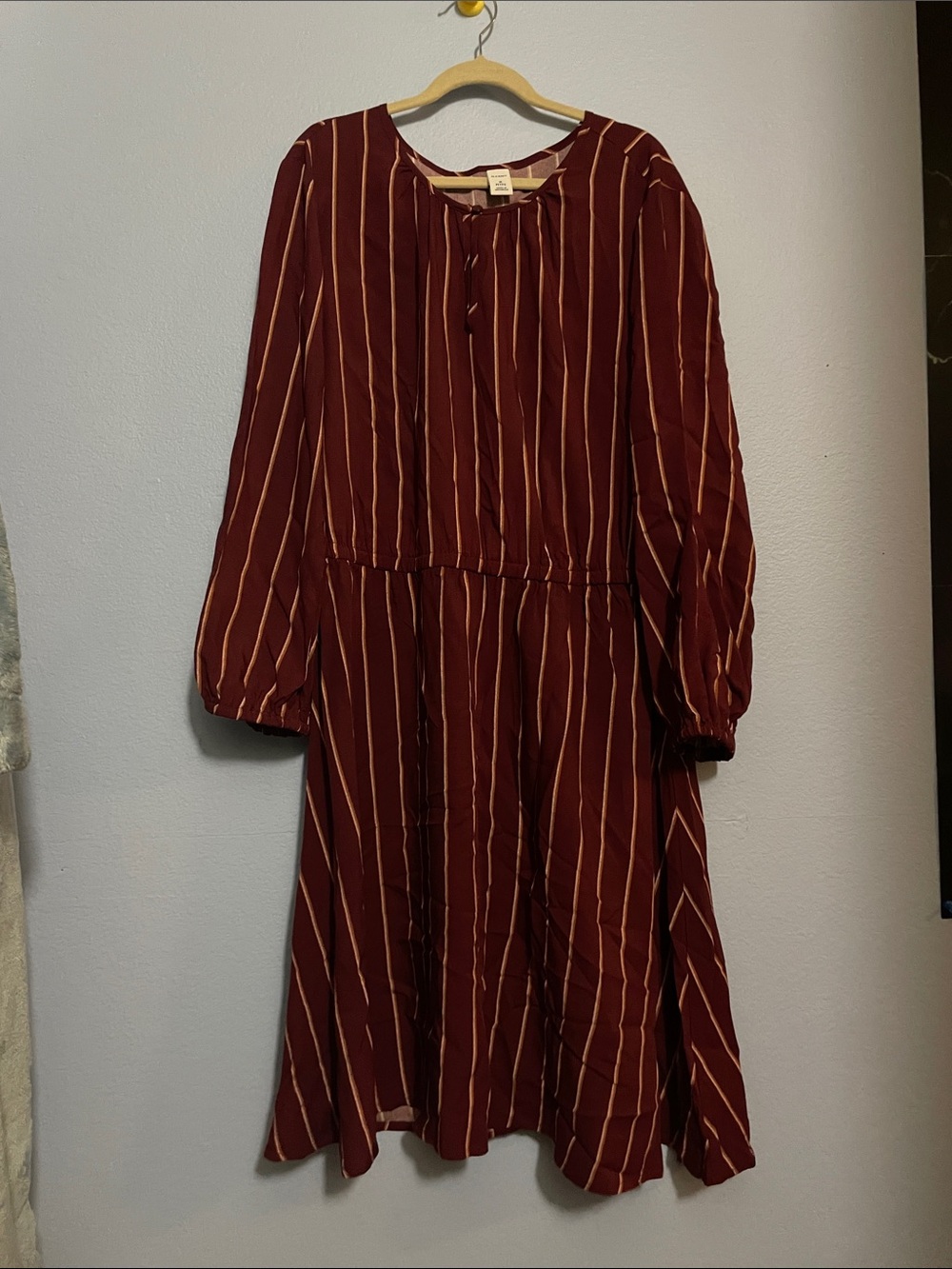 Maroon Striped Old Navy Long Sleeve Dress